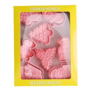 新款圣诞雪人房屋手压饼干模具烘焙儿童亲子黄油糖霜翻糖印花切模