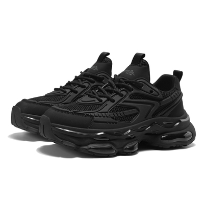 黑武士男鞋冬季男士跑步减震气垫运动鞋男款休闲增高黑色老爹加绒