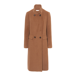 【商场同款】JESSIE休闲百搭驼色绵羊毛大衣女冬新装保暖毛呢外套