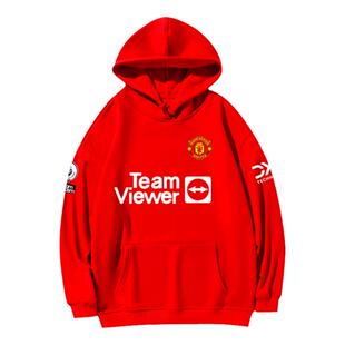 曼联队拉什福德桑乔B费红魔足球衣服连帽卫衣男女外套球迷带帽衫