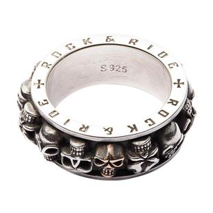 ROCKRIDE 重生骷髅转运戒指 925纯银男士小众复古银饰礼物送男友