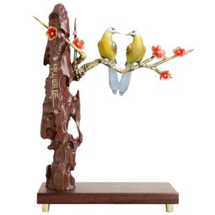 喜上眉梢铜喜鹊摆件新中式客厅办公室禅意装饰品铜工艺品结婚礼品