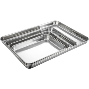 304不锈钢方盘 带网沥油盘沥水盘子长方形滤油盘烤箱餐盘烧烤托盘