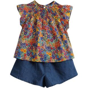 【打折】【马克珍妮 法式】女童盛夏花园纯棉短袖套装夏装230031