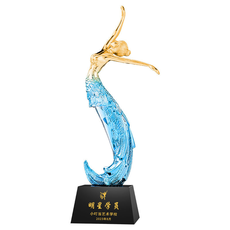 孔雀舞蹈奖杯定制跳舞小金人女神