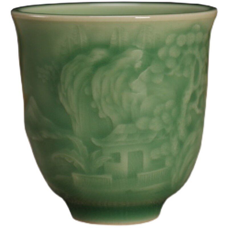 青瓷吴国华弟窑茶杯主人杯子单杯品茗杯功夫茶具茶碗普洱茶盏收藏