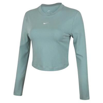 滔搏NIKE耐克女子短款运动休闲长袖T恤刺绣针织打底衫HF5323-018