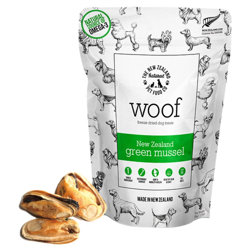 Woof冻干零食绿唇贻贝50g
