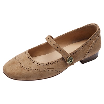莱尔斯丹羊皮棕色玛丽珍单鞋女士