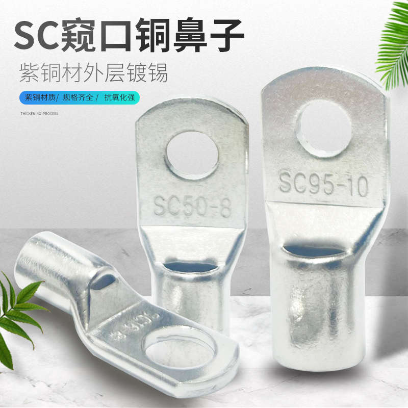 窥口铜鼻子SC6/10/16/25/35-5/6/8/10接线裸端子铜线耳紫铜镀锡12