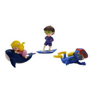 微缩人物摆件小号卡通潜水员模型冲浪少年塑料工艺品鱼缸桌面造景