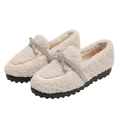 毛毛鞋女秋冬外穿2025年新款厚底羊羔毛豆豆鞋加绒棉鞋大码41到43