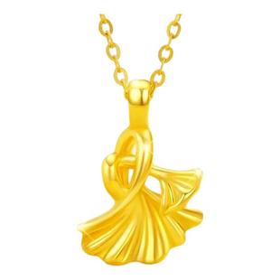 老凤祥黄金银杏叶项链女士新款足金三生有杏吊坠生日礼物送女友