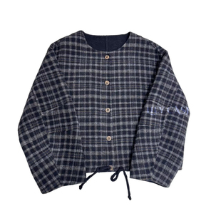 2025秋冬新款格纹韩版宽松显瘦百搭双面羊毛大衣女短款羊毛呢外套