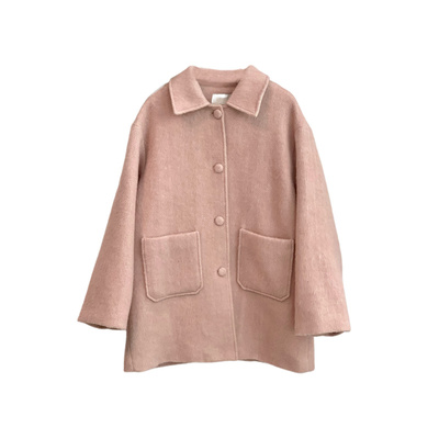 日系厚呢子大衣羽绒中长款外套