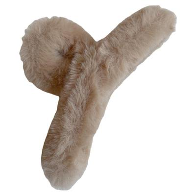 秋冬新款奶油色毛绒少女网红发夹