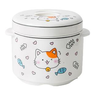 卡通隔水陶瓷炖盅创意可爱带盖双盖炖燕窝盅蒸蛋大小炖罐家用内胆