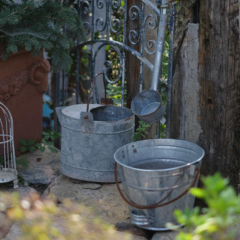 爱上花园杂货装饰铁皮提桶水桶洒水壶铁艺花器工具摆设小水舀水勺