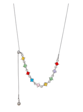 KANSAI女多彩锆石拼接流苏项链