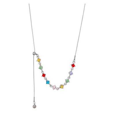 KANSAI女多彩锆石拼接流苏项链