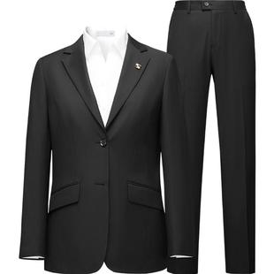 【消臭】HLA/海澜之家平驳领西服套装25春夏新款胸针黑色套西女装