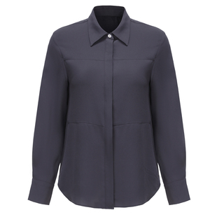 2025新款招行紫灰色衬衫女长短袖银行服工作服衬衣工装制服