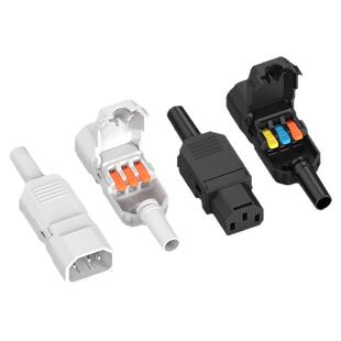 无螺丝端子压线 品字电源公母插头白色10A250V三脚插头三竖口三芯