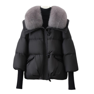 雅鹿羽绒服女短款2025冬季新款高端奢华时尚大毛领加厚保暖外套