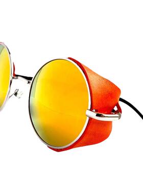俄罗斯代购复古橙色真皮遮阳板镜