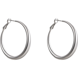 银色大圈耳圈耳环女2026新款爆款轻奢高级感适合方圆脸的素圈耳饰