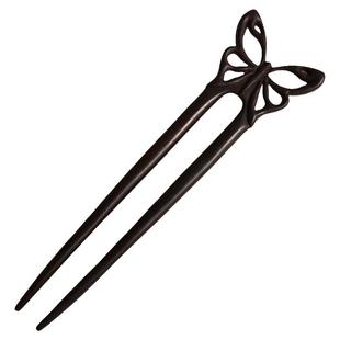 檀木发簪盘发复古典发饰头饰簪子古风古典双面镂空蝴蝶双股钗发钗