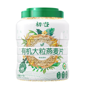 初谷有机大粒燕麦片无添加蔗糖罐装原味营养即食早餐冲饮孕妇代餐