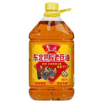 鲁花非转基因东北熟榨老豆油5L