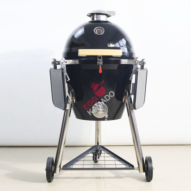 Enamel process BBQ户外露营18寸搪瓷烧烤炉庭院不锈钢烤架木炭烟