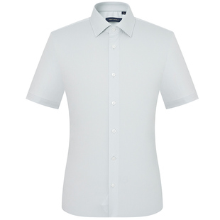 【冰爽玉】报喜鸟夏季新款男士商务正装短袖衬衫时尚上衣百搭衬衣