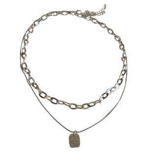 欧美时尚双层字母吊牌叠戴项链个性冷淡风锁骨链网红创意颈链2418