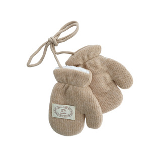 儿童手套2025秋冬季加绒加厚韩版防寒保暖户外可爱挂脖连指手套