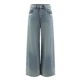 DTLANDO/商场同款25新品通勤百搭复古风高腰款女装牛仔阔腿裤子