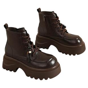 星期六厚底靴子女2025新款冬季短靴加绒保暖棉鞋户外防滑马丁靴