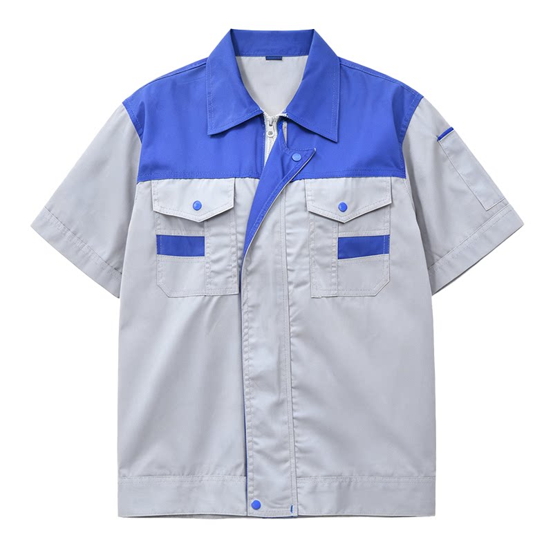 短袖拼色工作服夏季薄款
