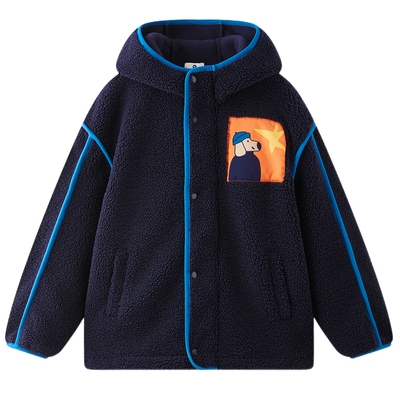 [VIP]MQD童装儿童仿羊羔绒外套2025冬季新款男女同款连帽加厚摇粒