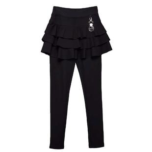 女打底裤加绒外穿时尚蓬蓬短裙遮臀显瘦一体绒黑色假两件打底裤子