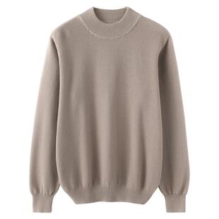 100%纯棉线针织毛衣秋季圆领套头疙瘩针全棉线上衣男内搭打底衫