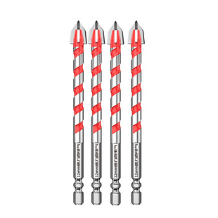 德力西瓷砖钻头打孔专用混凝土开孔四刃霸王合金6mm十字水泥转