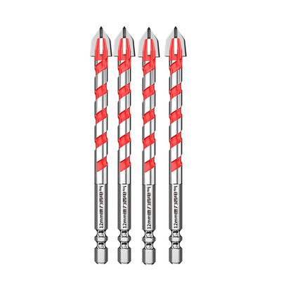 德力西瓷砖钻头打孔专用混凝土开孔四刃霸王合金6mm十字水泥转