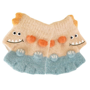 0-3岁小宝宝手套秋冬半指新生儿婴儿1-2保暖爬行露五指半截幼儿童