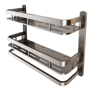 百悍卫生间置物架免打孔浴室挂墙上收纳架厕所毛巾架壁挂式神器