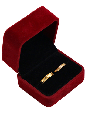 喜嫁风中式双喜情侣对戒活口设计金色囍字结婚戒指婚礼拍照用道具