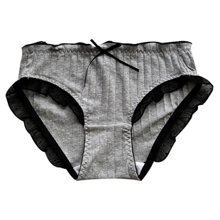 棉质内裤女生蕾丝性感女士三角裤中腰包臀短裤少女纯欲法式蝴蝶结