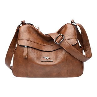 袋鼠真皮斜挎包包女新款冬大包妈妈包单肩包女大容量包包百搭牛皮